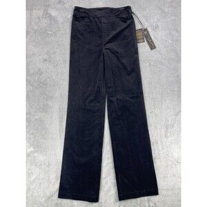 DG2 Diane Gilman Pants Womens 8T Black Velvet Straight Leg Flat Front Pockets